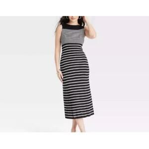 A New Day Black and White XXL Striped Maxi Dress